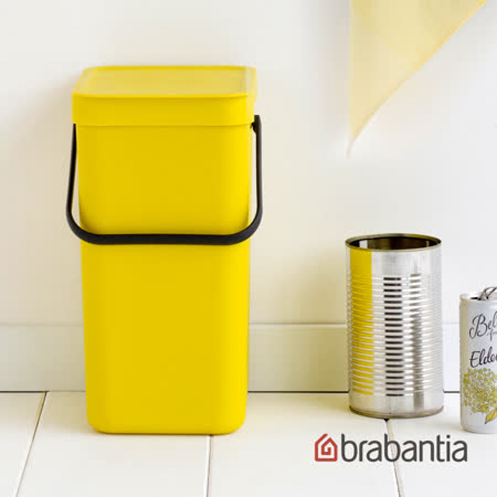 【荷蘭Brabantia】12L-黃色 廚餘桶/垃圾桶/萬用置物桶/廚房收納分類用 (十年保固)✿70F001